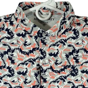 Matte Grey New Belgium Pelican Polo Shirt Mens Medium Grey Bird Print New